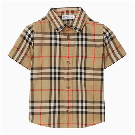 Camicia per neonato Burberry Kids beige con motivo a quadri